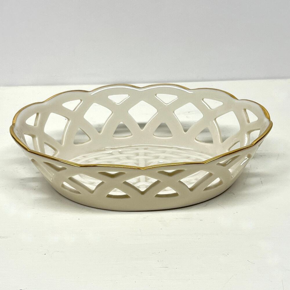 Lenox Wicker Collection Pierced Porcelain Small Oval Bowl